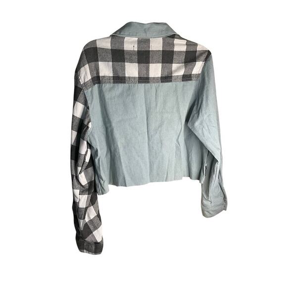 Missguided Cropped Button-Up Shirt Plaided Long Sleeve Multicolor Womens Size 4 - Picture 2 of 4